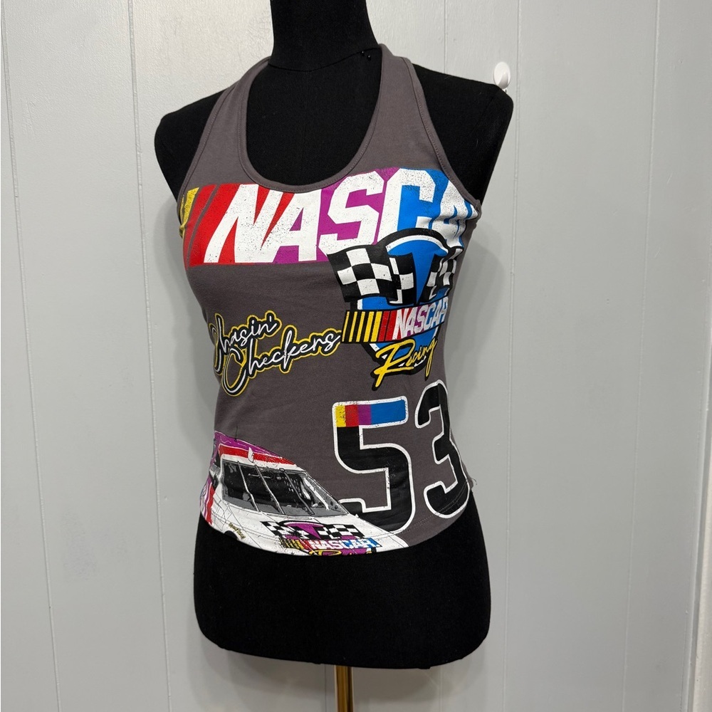 #8)  Nascar Women's Charcoal Graphic Tank Top